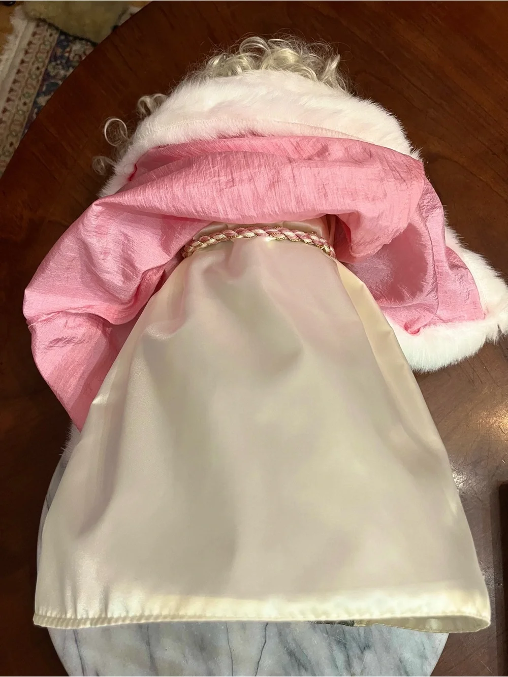 VTG 1991 Brinn's Christmas Romance Pink Porcelain Santa Tree Topper 16